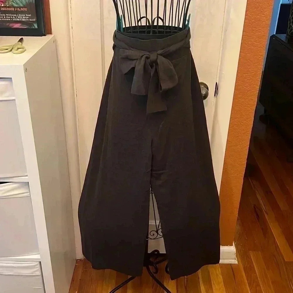 Moth by Anthropologie Wool Tie Front Wide-Leg Pants-Sz M